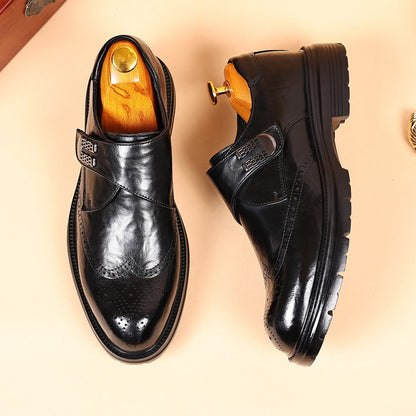 British Style New Oxford Shoes Men's Thick Soled Carved Blok Wedding Leather Shoes High-quality Designer Business Formal Loafers