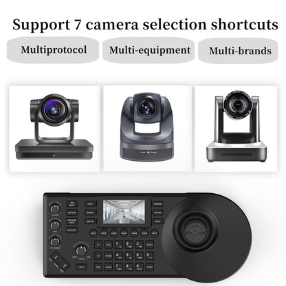 NDI 4D Joystick Keyboard 3-inch Color Screen Network Visca Pelco-D/P Protocol Rocker Console POE Camera Control Keyboard