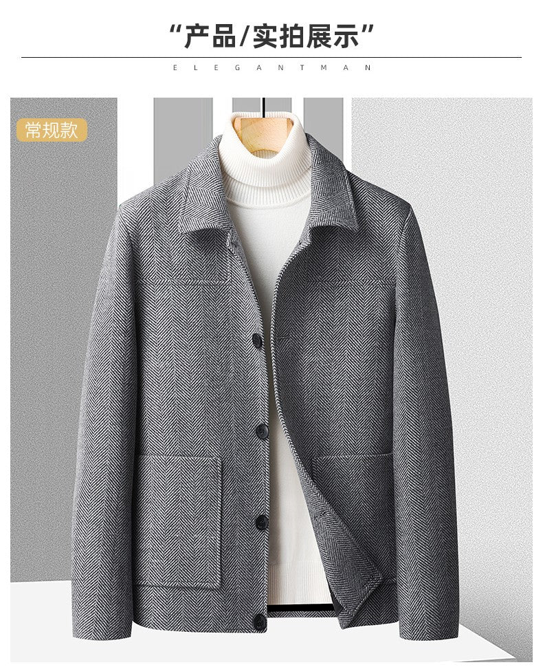 Autumn Winter Woolen Jacket for Men High-quality Casual Business Short Trends Coat Thickened and Warm Social Overcoat 2023