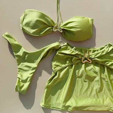 Sexy 3pieces Micro Bikini 2025 Women Swimsuit Female Swimwear Brazilian Bikinis Set Hollow Out Beachwear Bathing Suit Biquini