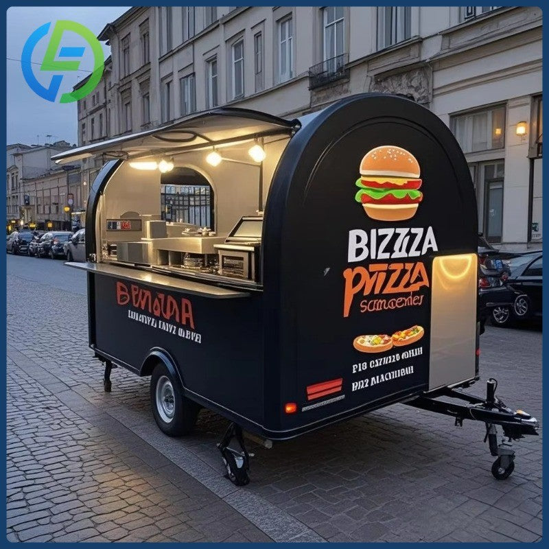 2025 Novo Design Carrinho Móvel de Venda de Café Redondo em Aço Inoxidável para Venda Trailer de Comida