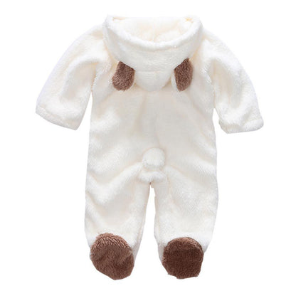 Winter Newborn Baby Plush Bodysuit Jumpsuit Cartoon Hoodies Boy Girl Romper Twins Clothes Korean version 0-12M