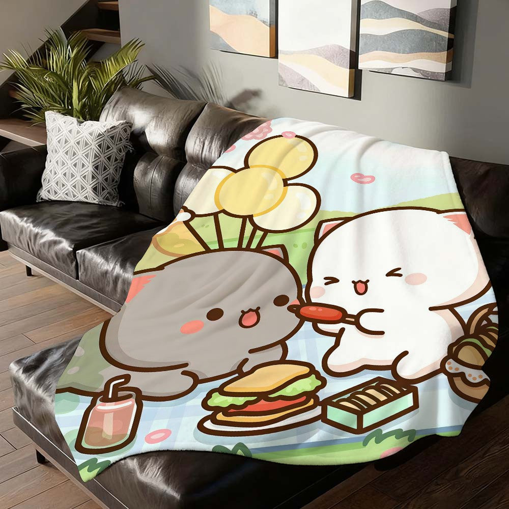 Cartoon cute Peach and Goma Blanket For Sofa Office Bed Plane Travel Sleep Read Relax Camping Soft And Warm