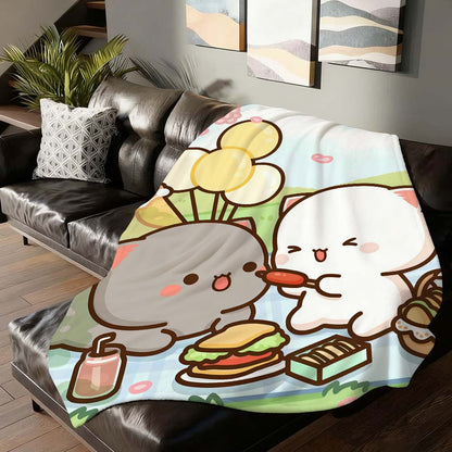 Cartoon cute Peach and Goma Blanket For Sofa Office Bed Plane Travel Sleep Read Relax Camping Soft And Warm