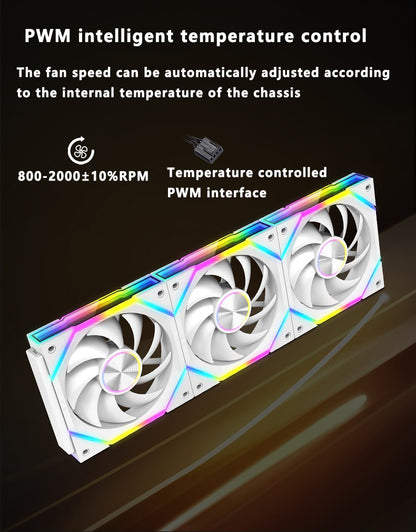 ICE Whale WX-1 Wireless Splicing PC Case Fan 120mm ARGB Mirror Cycle Effect 800-2000RPM 360mm Water-cooled Radiator Cooling Fan