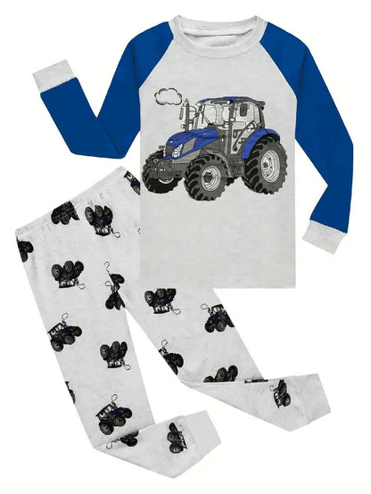 Toddler Boys Long-sleeved Truck Print Pajamas Sets Kids Boy Home Wear Set Cartoon Pajamas Two-piece Set