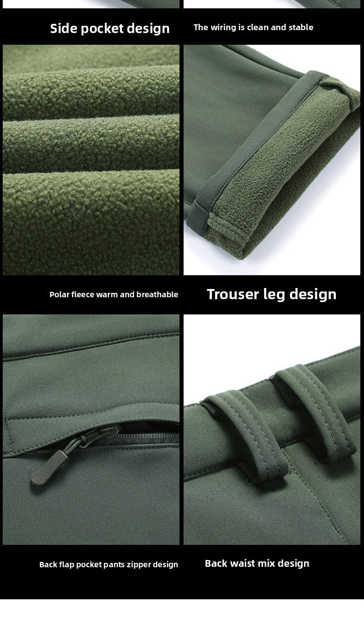 Conjunto de Pesca de Inverno para Externa Roupa de Caminhada Respirável Jaqueta Softshell IX7 de Pele de Tubarão Conjunto Forrado de Lã Quente Corta-vento