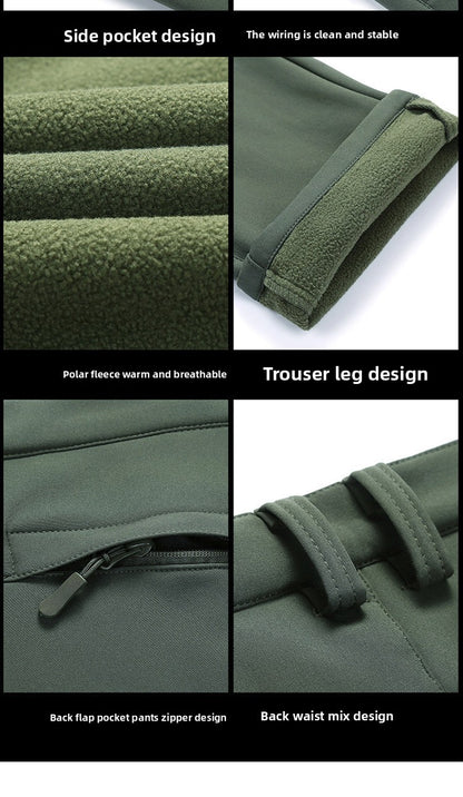 Conjunto de Pesca de Inverno para Externa Roupa de Caminhada Respirável Jaqueta Softshell IX7 de Pele de Tubarão Conjunto Forrado de Lã Quente Corta-vento
