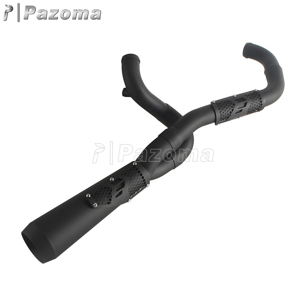 Pazoma 2-in-1 Exhaust Muffler Motorcycle Stepped Exhausts System For Harley Dyna Low Rider Street Fat Bob Super Wide Glide 06-17