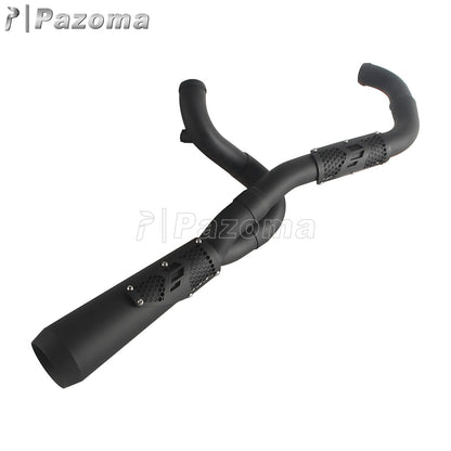 Pazoma 2-in-1 Exhaust Muffler Motorcycle Stepped Exhausts System For Harley Dyna Low Rider Street Fat Bob Super Wide Glide 06-17