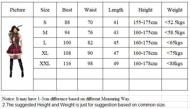 Adult Halloween Pirate Costume Women Drama Stage Performance Captain Jack Role Play Dress