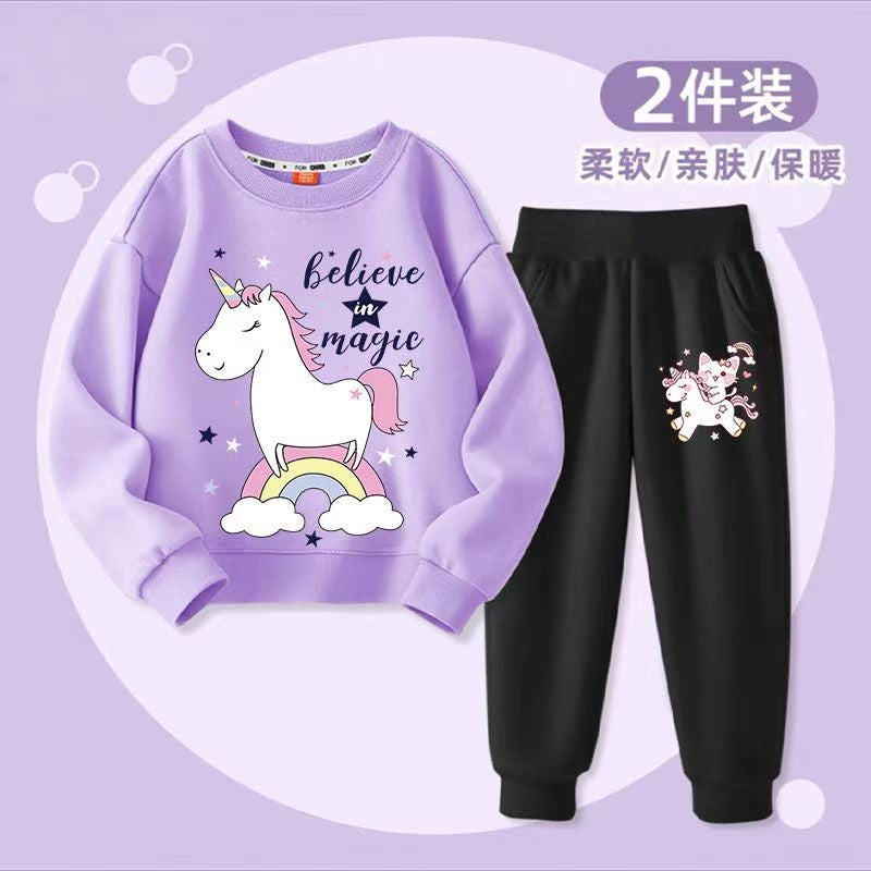Autumn Kid Girls Clothes Set Children Boy Printed Sweatshirts Top And Pants Bottom 2 Pieces Suit Baby Long Sleeve Tracksuits