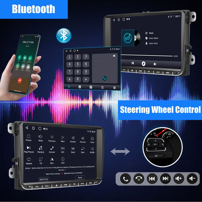 Central Multimídia 9" Android 14 4G+64G Sem Fio Carplay GPS NAVI WIFI RDS FM BT EQ para VW Golf 5 6 Passat Polo Touran Tiguan Caddy EOS
