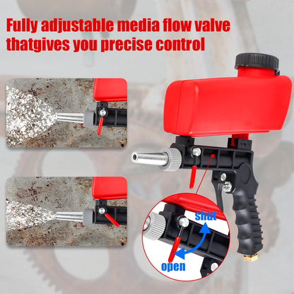 Pistola de Jato de Areia Ajustável 90psi Máquina de Jato de Areia Portátil para Casa Jato de Areia Gravitacional Pneumática Conjunto de Pistola Pequena Portátil Ferramenta a Ar
