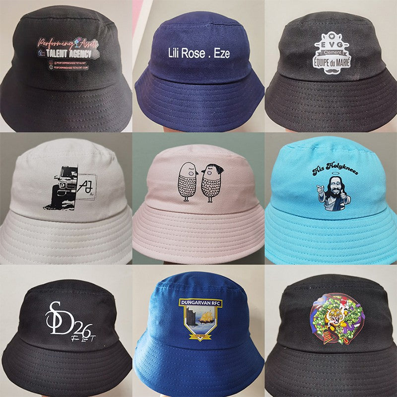 Custom LOGO Design Bucket Hat Brim Kpop Panama Bob Bucket Gorros Women Men Embroidered Print Logo Summer Casual Fishermen Cap