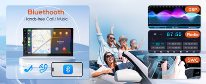 Haudio Double Din Car Stereo, 7" Car Radio with Wireless Carplay/Android Auto/BT 4.1/Backup Camera/Mirror Link/WiFi/FM/AM/RDS