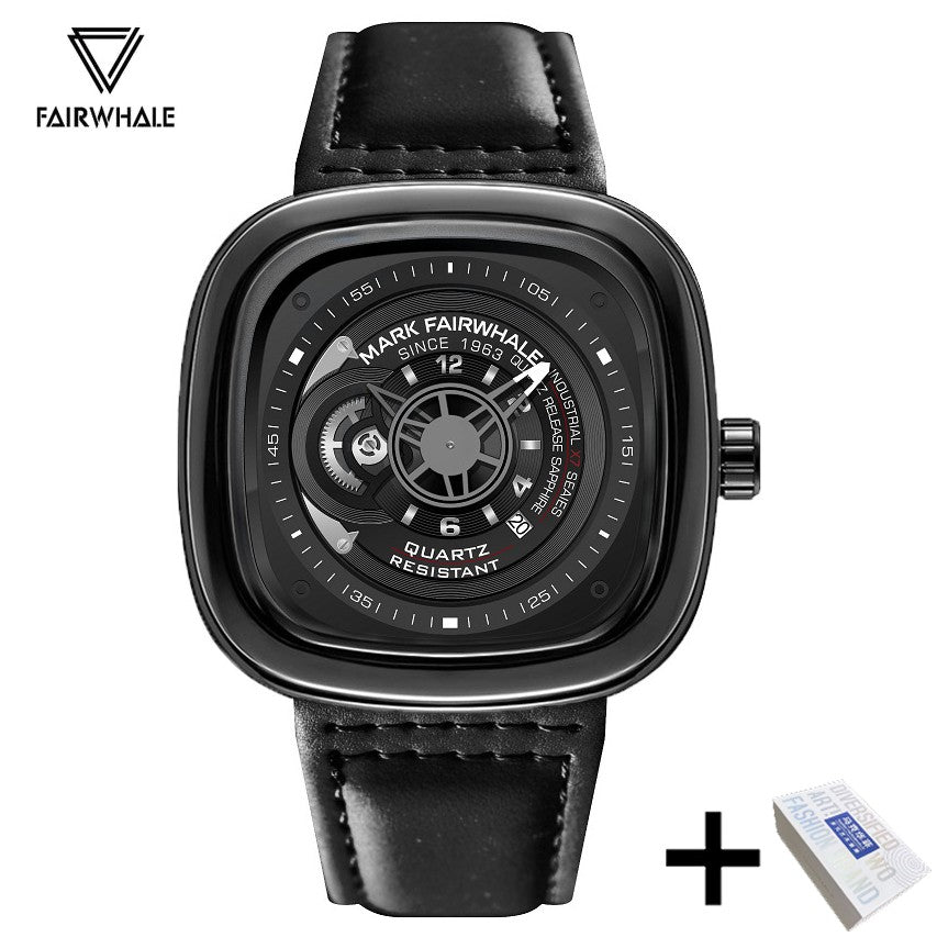 Mark Fairwhale Fashion Watch For Men Casual Leather Strap Quartz Watch Sports Waterproof Square Wristwatch Man 2025 Hot Sale