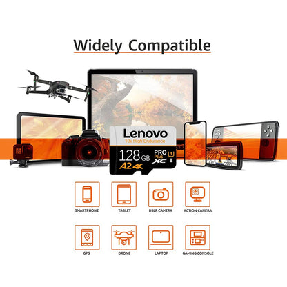 Cartão Micro SD de alta capacidade Lenovo 2TB 1TB 512GB 256GB Cartão de Memória SD de Alta Velocidade Cartão de Memória 128GB para Switch Drone Telefone