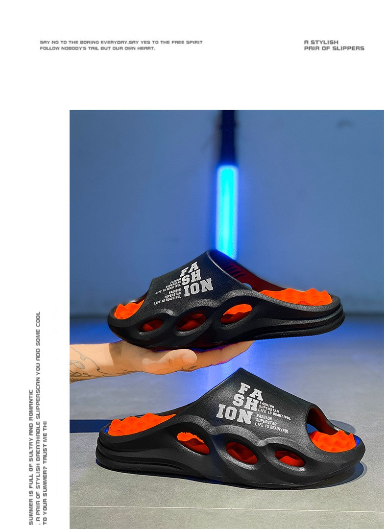 Men Fashion Massage Slippers Indoor/Outdoor Sandals Beach Flip Flop Thick Sole Male Slides Summer Non-Slip Men Shower Slippers