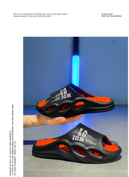 Men Fashion Massage Slippers Indoor/Outdoor Sandals Beach Flip Flop Thick Sole Male Slides Summer Non-Slip Men Shower Slippers