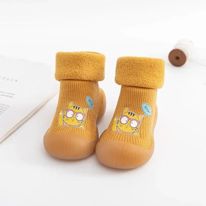 Autumn and Winter Toddler Shoes and Sock Baby Thickened Velvet Warm High Tube Boys and Girls Soft Bottom Indoor Children's Socks