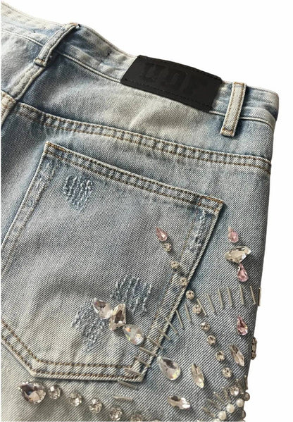 Retro Gothic Y2k Sweatpants Oversized Iron Diamond Pattern Denim Shorts for Men Hip Hop Punk Low Waist Gym Shorts Streetwear