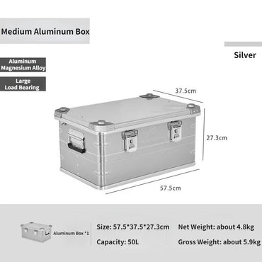 MOUNTAINHIKER Outdoor Storage Box Camping Picnic Travel Aluminum Alloy Large Capacity Box Silver Storage Bag 30-80L