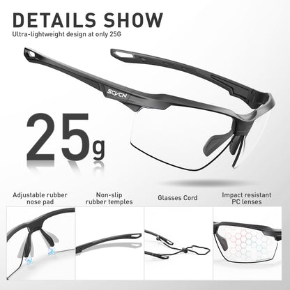 SCVCN Outdoor Photochromic Sunglasses Bicycle Cycling Glasses Women Sports UV400 Mtb Driving Bike Glasses Men Tactical Goggles