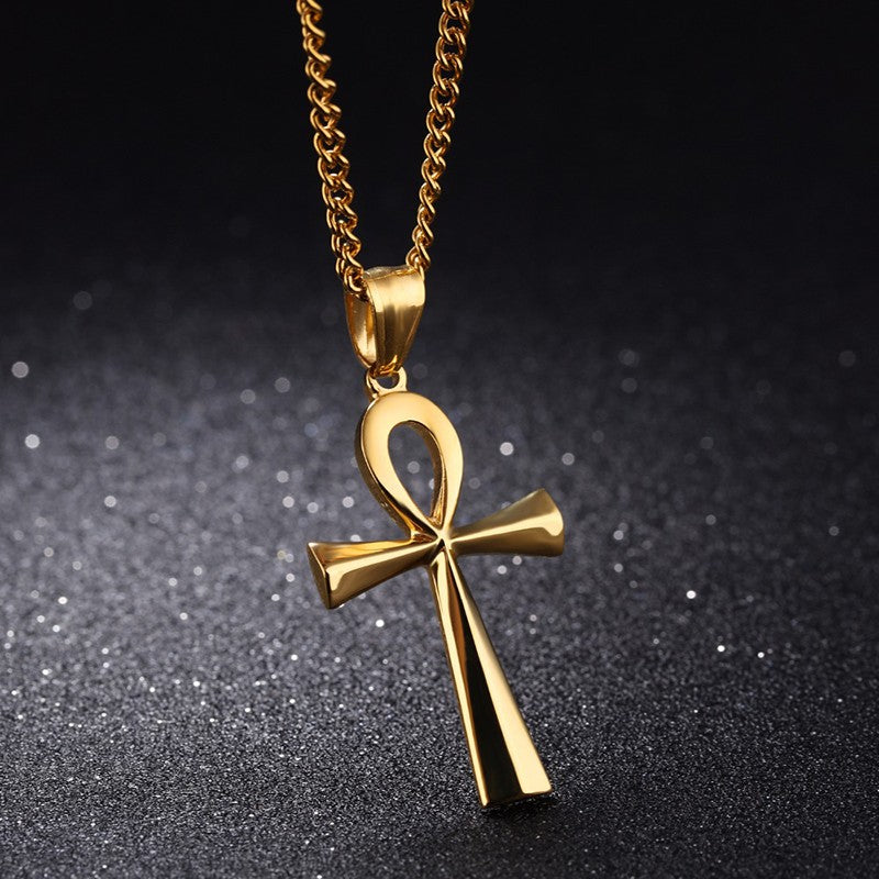 1 Amuleto Pingente Egípcio Ankh Crucifixo Colares Pingentes Aço Inoxidável Símbolo da Vida Colares Cruz Joias