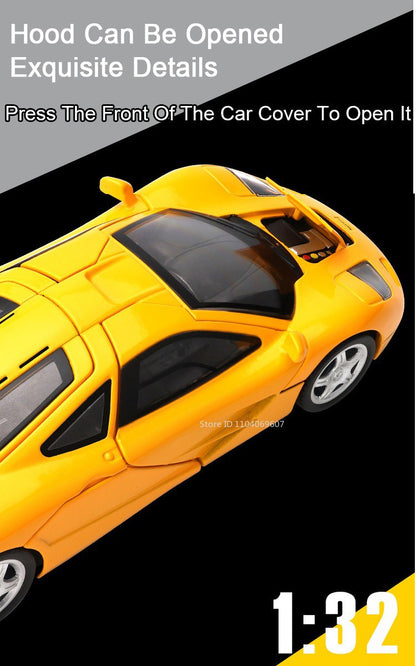 1:32 720S F1 Modelo Miniatura Carros Esportivos Liga Fundida Ornamento Supercarros Som Luz Portas Abertas Puxar Para Trás Presentes Infantis