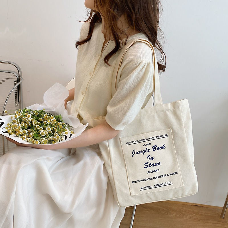 Canvas Women Handbags Shoulder Underarm Bag London Books Print Handbag Large Capacity Ladies Shopping Tote Bag Student Book Bags