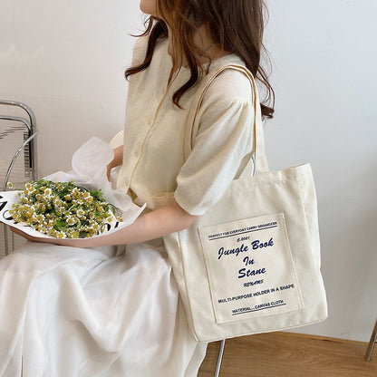 Canvas Women Handbags Shoulder Underarm Bag London Books Print Handbag Large Capacity Ladies Shopping Tote Bag Student Book Bags
