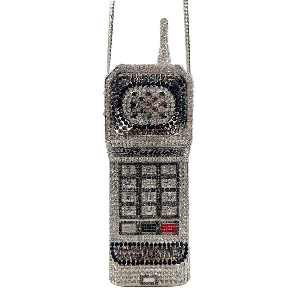 XIYUAN Newest Cellphone Shaped Rhinestone Evening Clutch Purse Luxury Diamond Wedding Party Bag Lady Pink Crystal Bridal Handbag