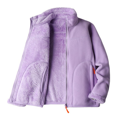 Plus Size Women's Autumn Winter Thickened Double-sided Fleece Hooded Jacket Zipper Long Sleeve Warm Outerwear Casual Style Sh...