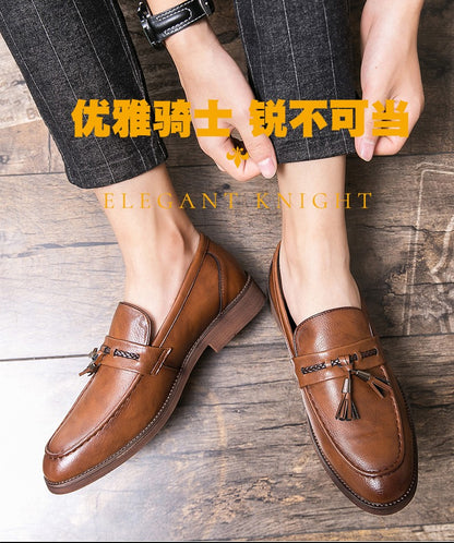 Formal Leather Shoes For Men Classic Men's Dress Shoes Tassel Social Leather Brouge Shoes Men Casual Business Leather Loafer Man