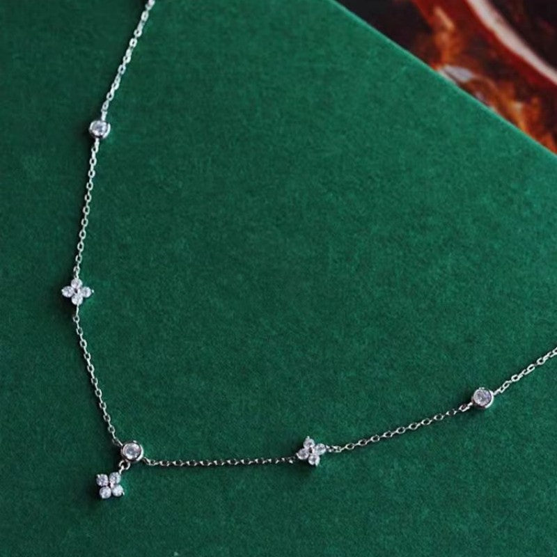 LGKGL Colar de Prata Esterlina 925 Banhado a Ouro 18K com Zircônias Brilhantes em Formato de Flor para Mulheres e Meninas Joias Exquisitas para Festas Presentes
