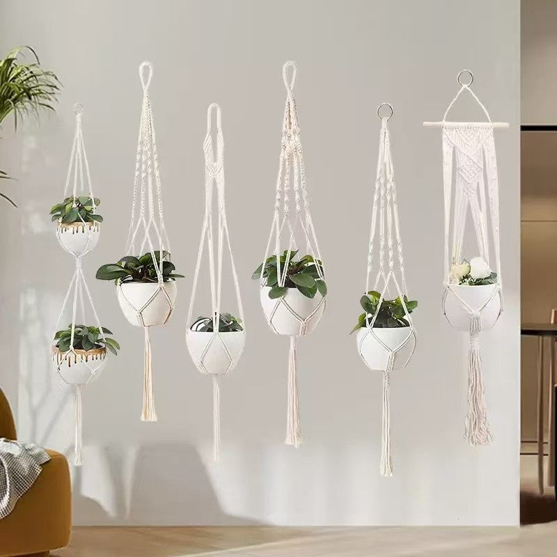 Hanging Plant Handmade Macrame Plant Hanger Flower Pot Planter Hanger Wall Decor Courtyard Garden Hanging Planter Hanging Basket