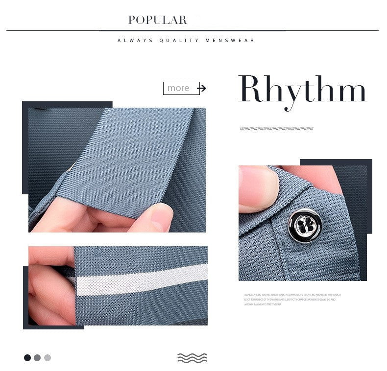 High end letter embossed short sleeve polo shirt luxury brand T-shirt fashion striped summer new ice silk breathable men's top