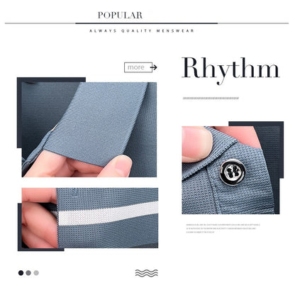 High end letter embossed short sleeve polo shirt luxury brand T-shirt fashion striped summer new ice silk breathable men's top