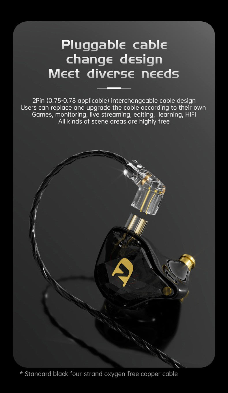 ND NX2 HIFI Earphones Dynamic Stereo Heavy Bass In Ear Monitor Earphone Game Sport Noise Cancelling Headset Detachable Cable
