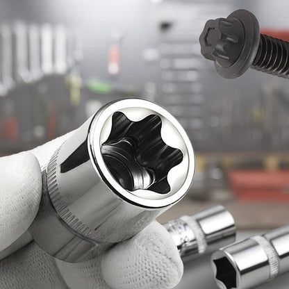 Conjunto de Soquetes Torx Fêmea de 14 Peças, Soquetes Hexagonais Externos E4-E24, para Mecânicos de Reparo Automotivo, Kit de Ferramentas Manuais Durável e Versátil