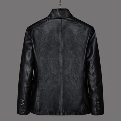 Spring/Autumn Leather Jacket - Plus Size Men's Youth Suit Collar Business Casual Leather Jacket European Sizes XS-3XL