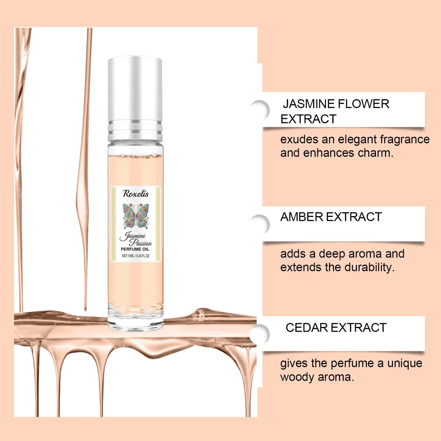 Roxelis Ball Jasmine Perfume Last Fragrance Portable Perfume Charming Charm Perfume Pheromone Fragrance Perfume Charm Fragrance