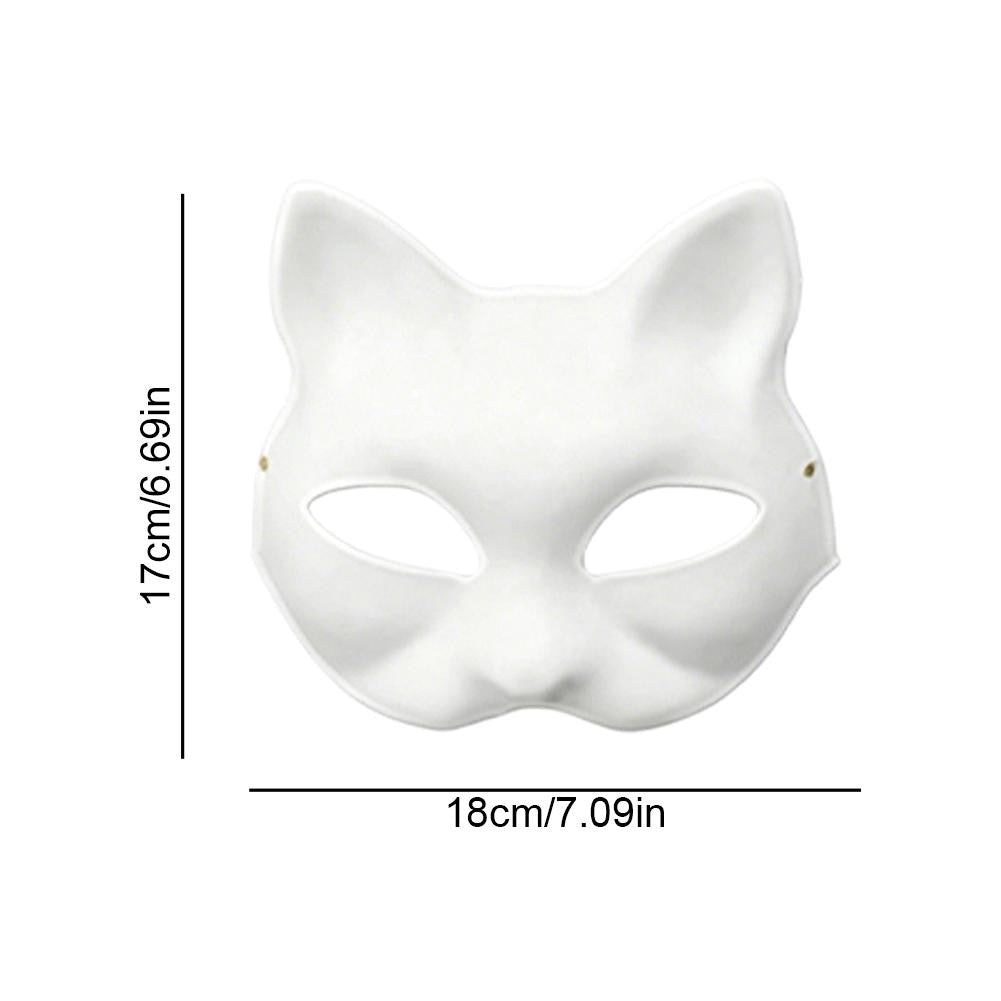 5-30pcs Japanese Mask Paper Blank Mask Halloween Cosplay Cat DIY Paintable Half Face Mask Animal Costume Party Decor Craft Prop