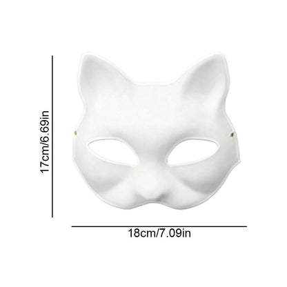 5-30pcs Japanese Mask Paper Blank Mask Halloween Cosplay Cat DIY Paintable Half Face Mask Animal Costume Party Decor Craft Prop