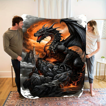 Gothic Dragon Flannel Blanket – Soft Lightweight Throw – All-Season Versatile for Sofa Bed Travel – Stylish Home Decor
