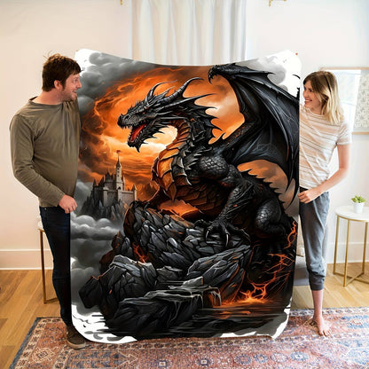 Manta de Flanela Dragão Gótico – Leve e Macia – Versátil para Todas as Estações, para Sofá, Cama e Viagem – Decoração de Casa Estilosa