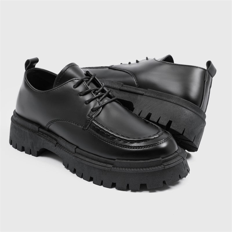 Fashion Thick Sole Leather Shoes Men Casual Shoes Classic Business Men Dress Shoes Breathable Lace-Up Handmade Shoes Moccasins