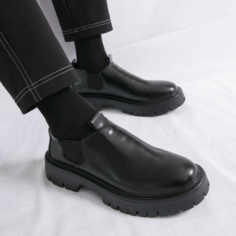 High Quality Thick Soled Leather Shoes Male Trend Men’s Dress Shoes Formal Leather Platform Loafers Shoes For Man