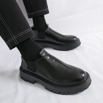 High Quality Thick Soled Leather Shoes Male Trend Men’s Dress Shoes Formal Leather Platform Loafers Shoes For Man